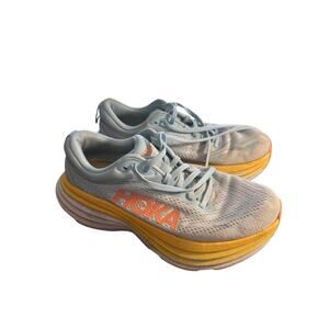Hoka One One Bondi 8 Sky Blue Sunset Yellow Sz 7.5B Wmn Running Shoes - Some Use